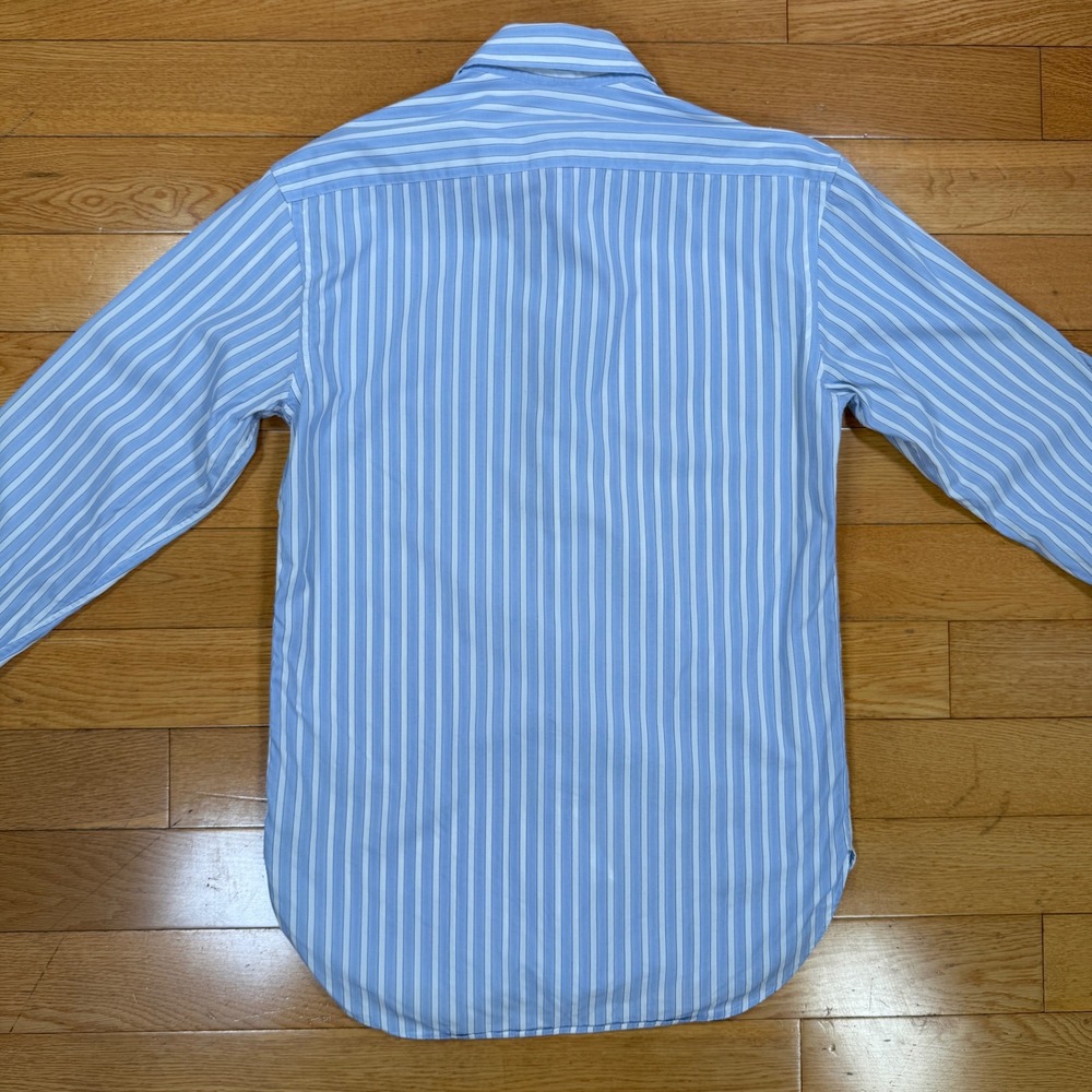 Roda Mens Blue White Striped Cotton Dress Shirt Made in Italy Size 15.5 39 - Picture 6 of 7